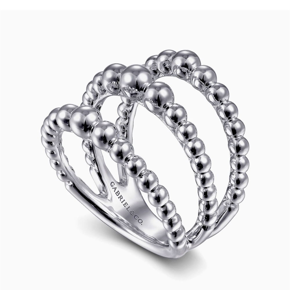 Gabriel & Co. Sterling Silver Bujukan 3 Row Ring.